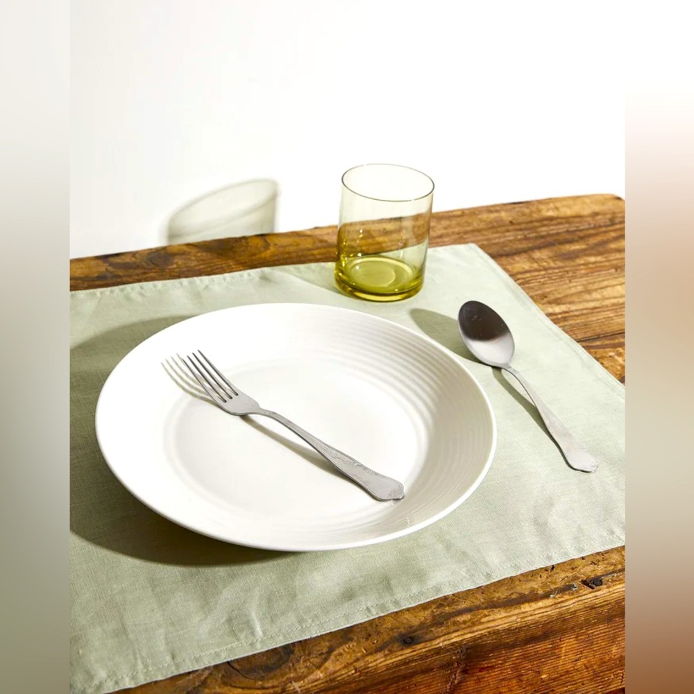 SPREADS BY BED THREADS 100% FRENCH FLAX LINEN PLACEMATS, SAGE, SET OF 4
